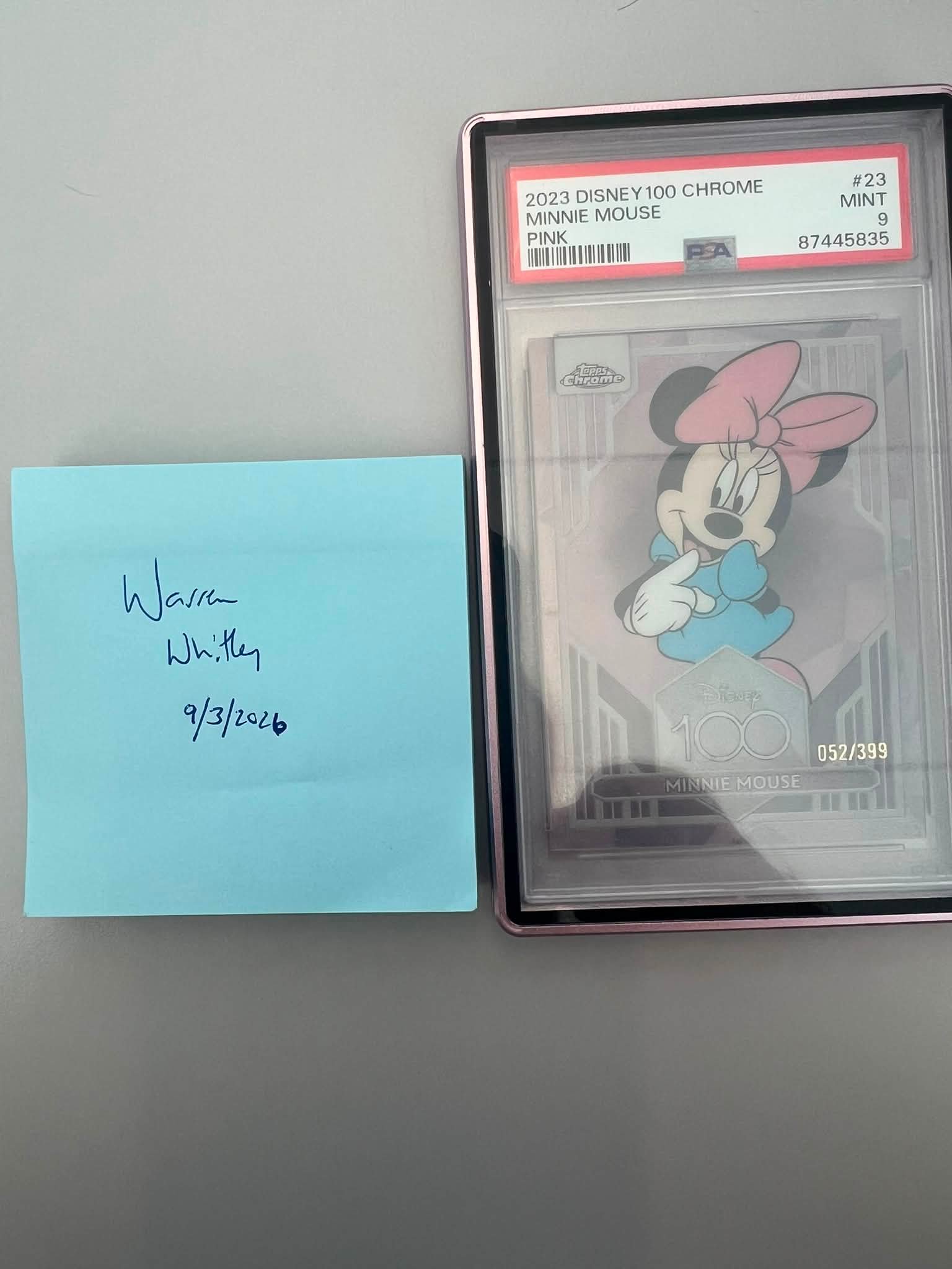 2023 Disney 100 Chrome Minnie Mouse Pink /399 PSA 9 for sale
