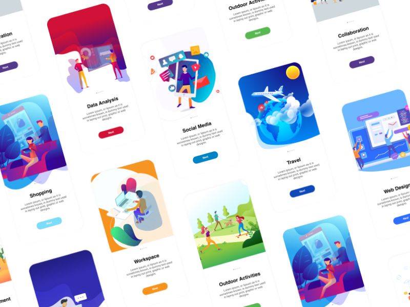 Uplabs - Free UI Kit : Onboarding Screens by Mirianny Manaois https ...