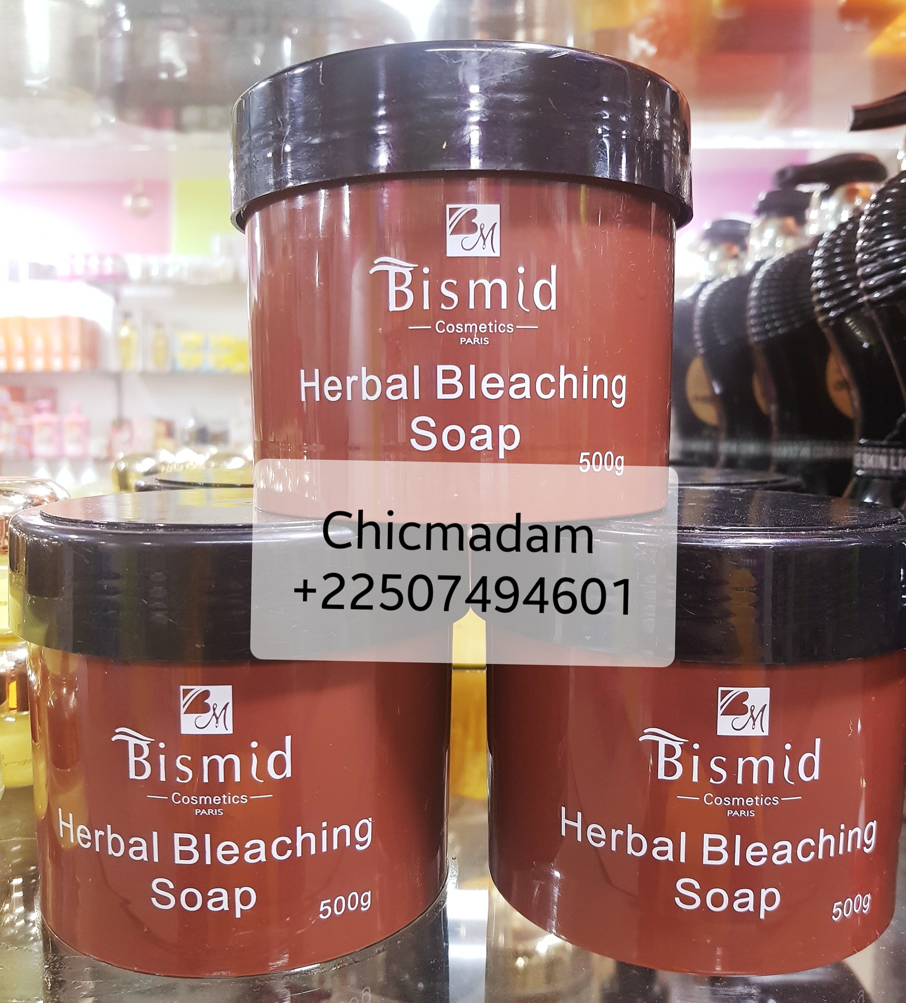 Savon Noir éclaircissant BISMID à Base De Plantes, 100% Naturel, Pour Tous Types De Peau, 500g