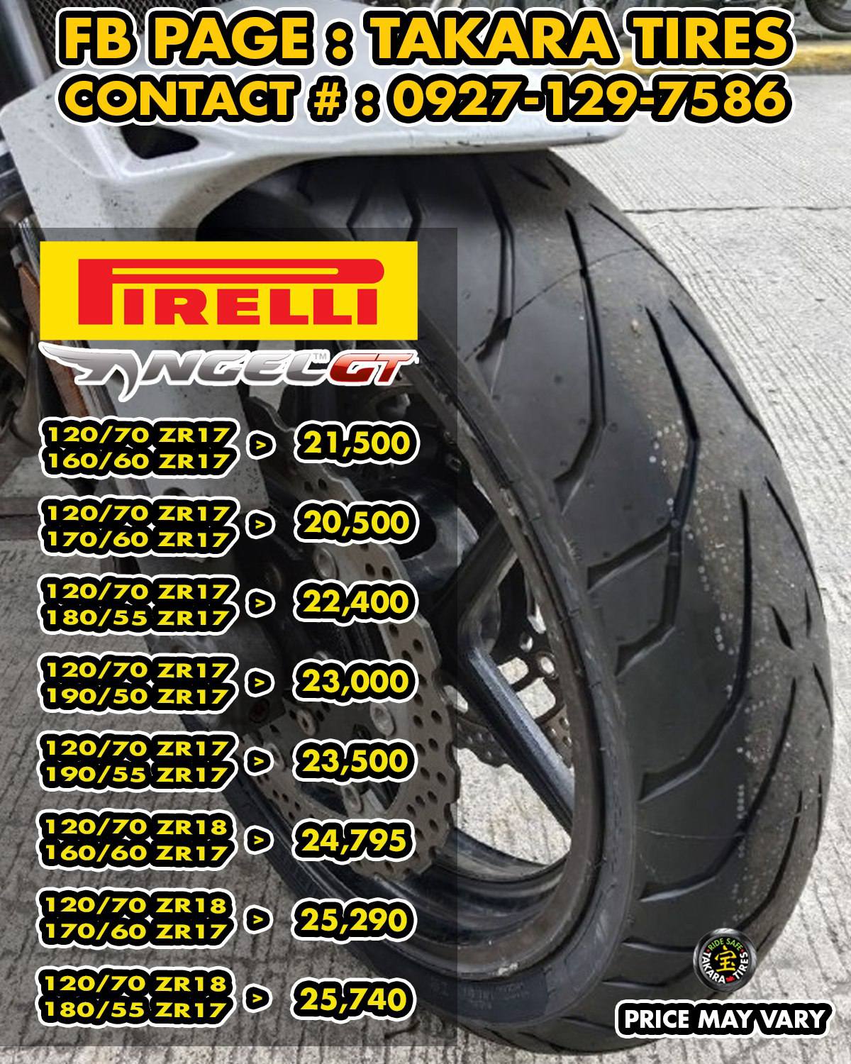 5台と1台 Pirelli Angel Series Big bike Available at Takara Tires Model