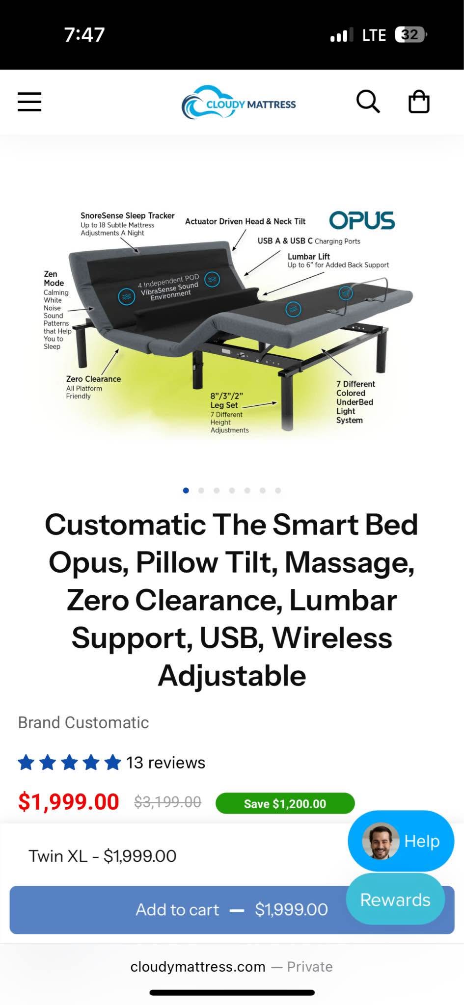 Customatic smart bed with adjustable remote /twin size - Beds & Bed ...