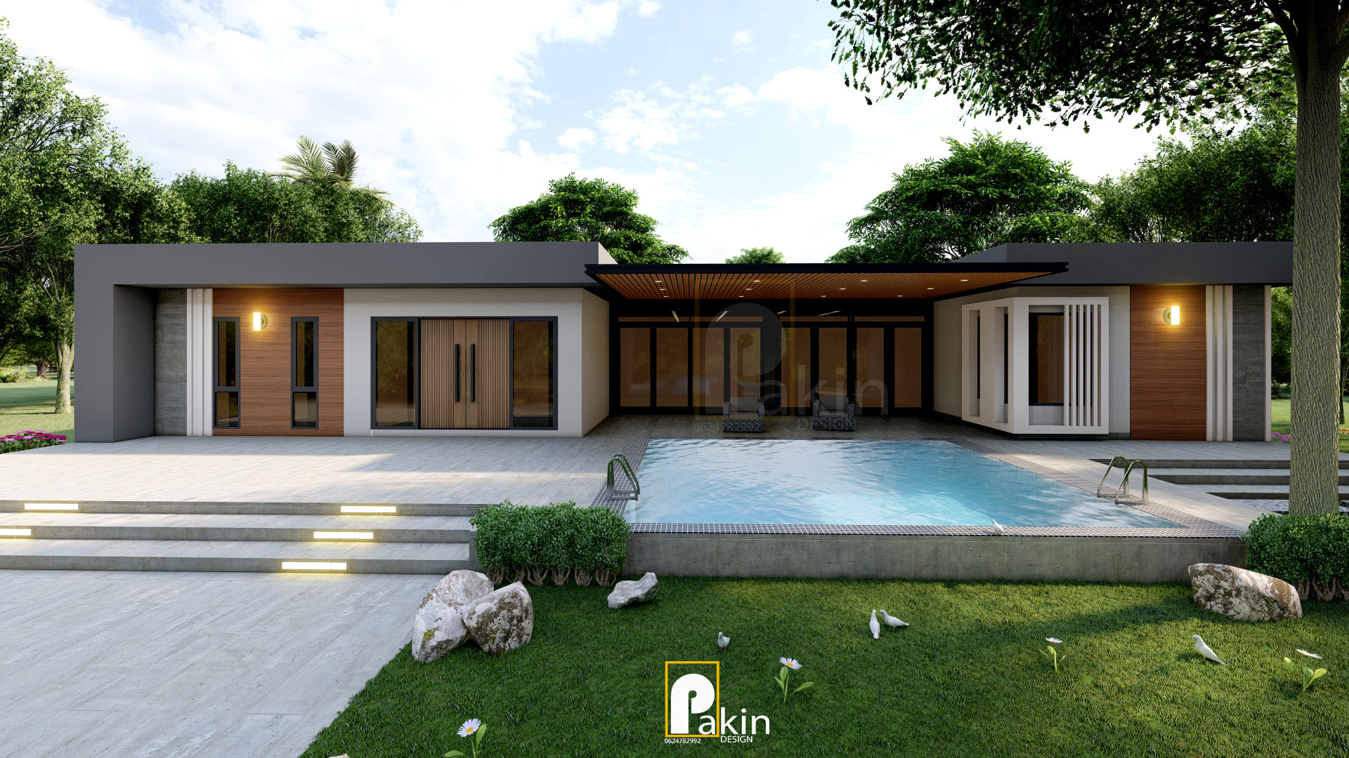 แนะนำผลงานออกแบบบ้านชั้นเดียวส... - Pakin design รับออกแบบ 3D