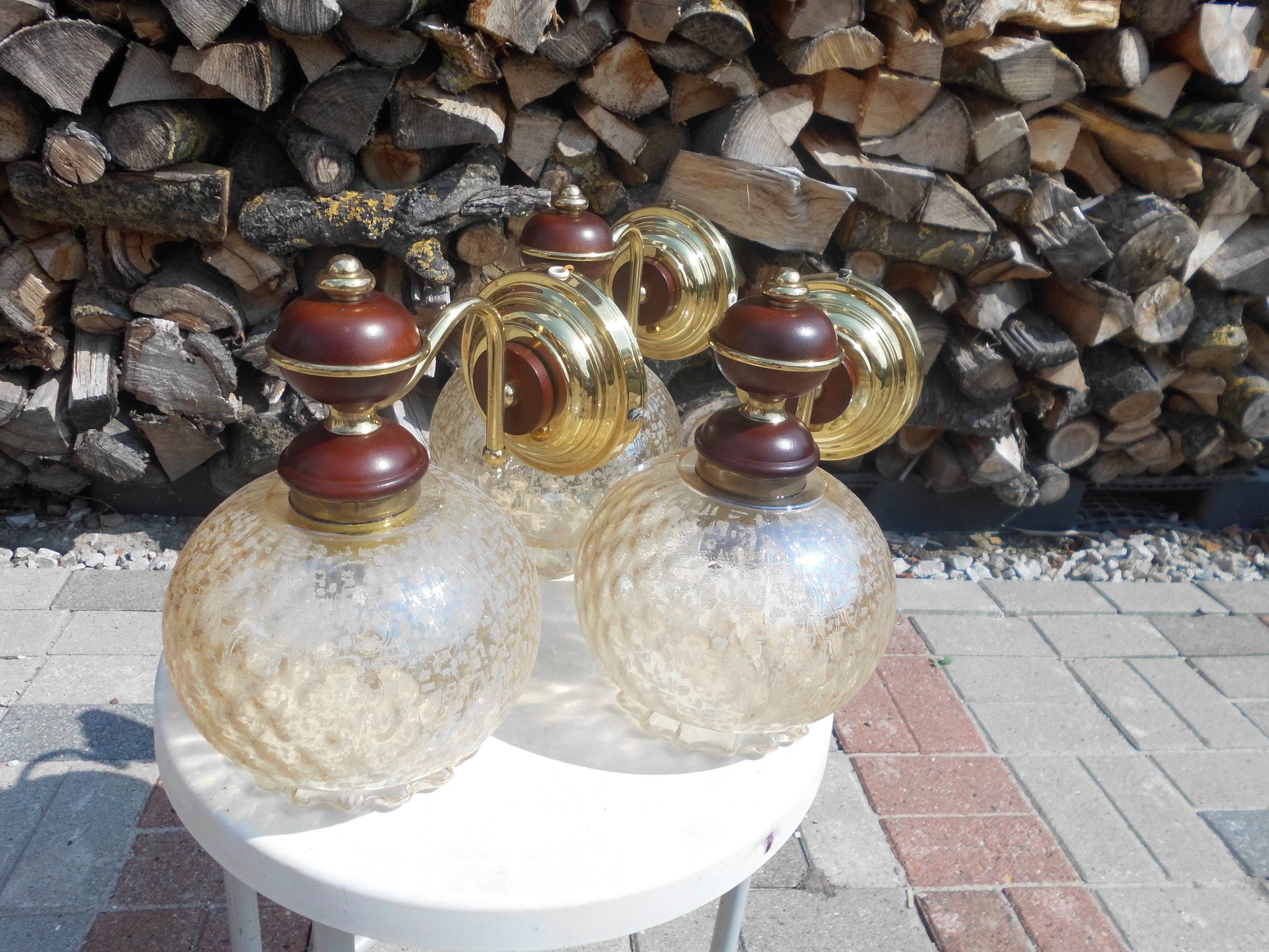 3 Vintage Wandlampen Aus Messing Glas Flohmarkt Alte Heer