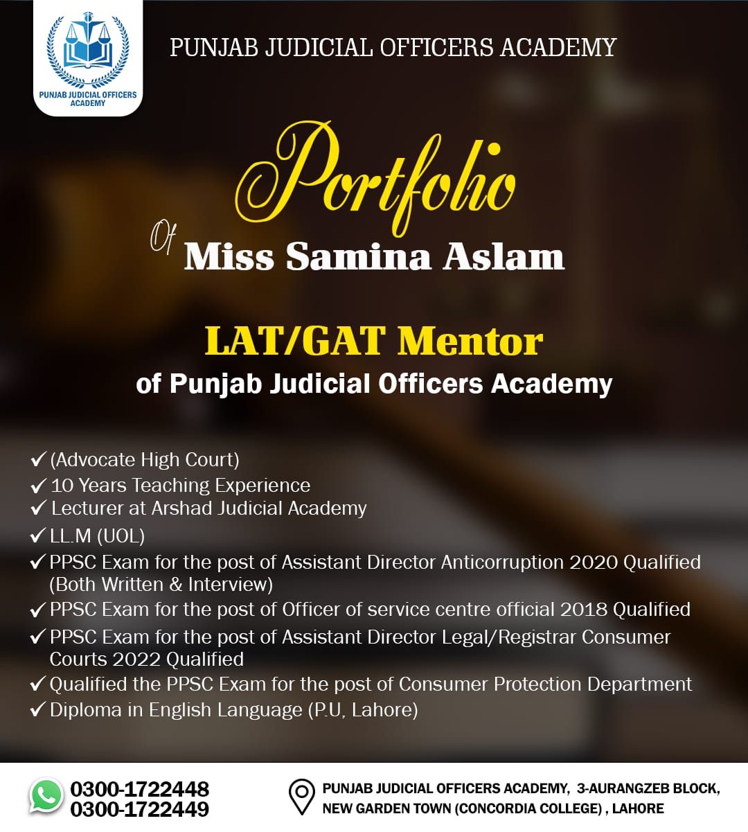 Punjab - Miss Samina Aslam serves as a mentor at the Punjab Judicial ...
