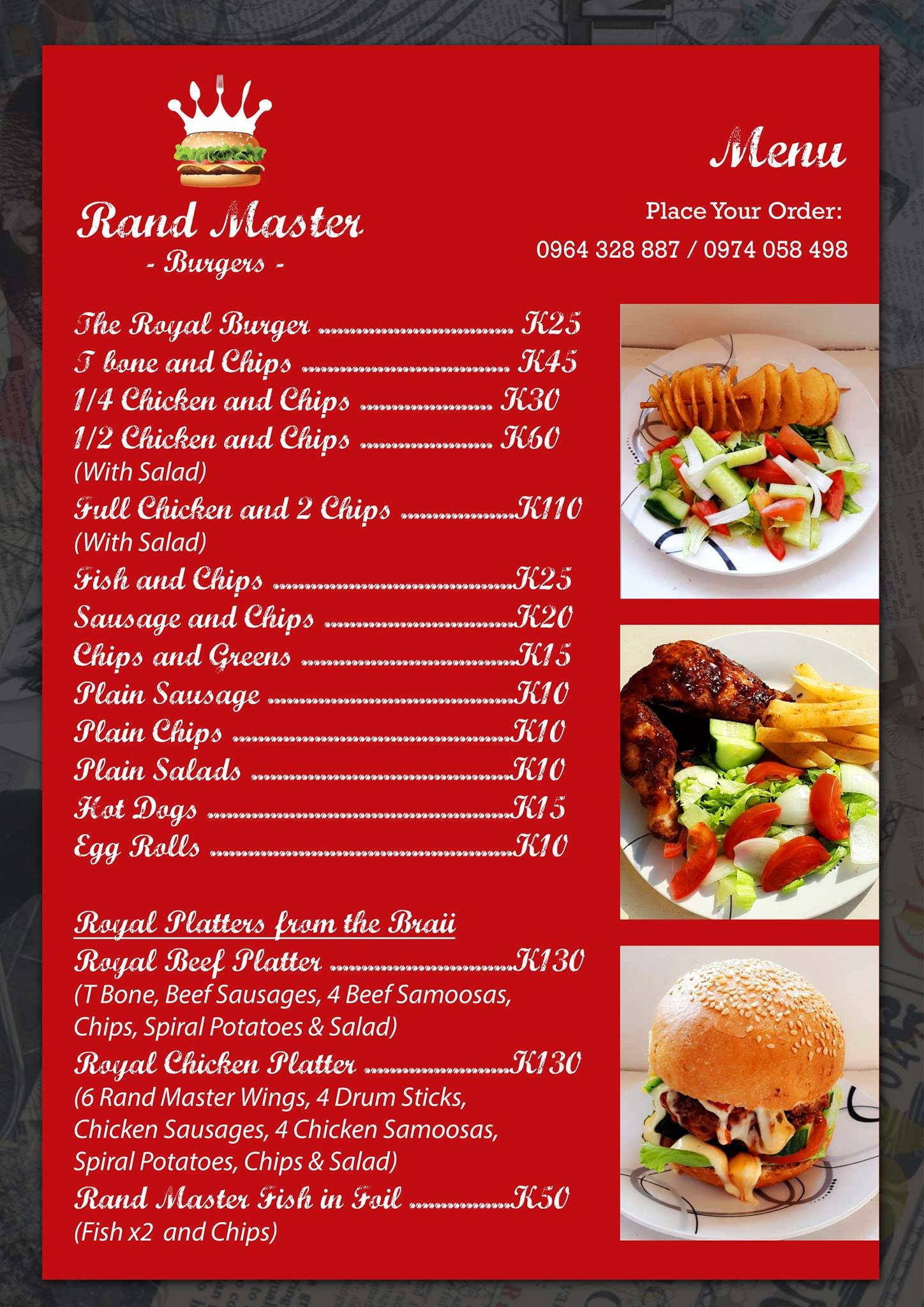 Take a look at our Menu for lunch... - Rand Master Burgers