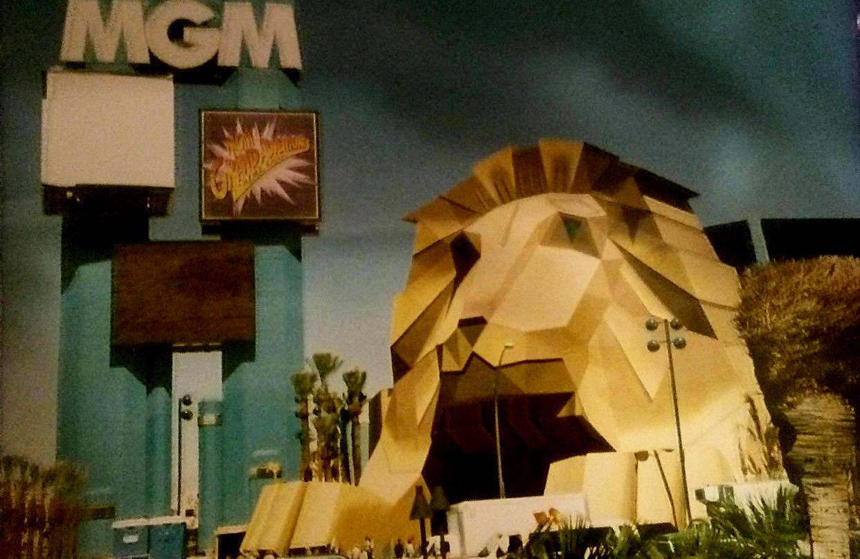 Aerial of the original MGM Grand front entrance 1990s