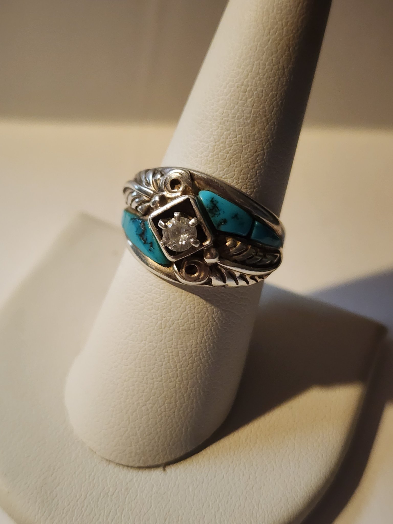 Sterling Silver Turquoise Ring Signed CW - Size 8 - Needs Prong Repair ...