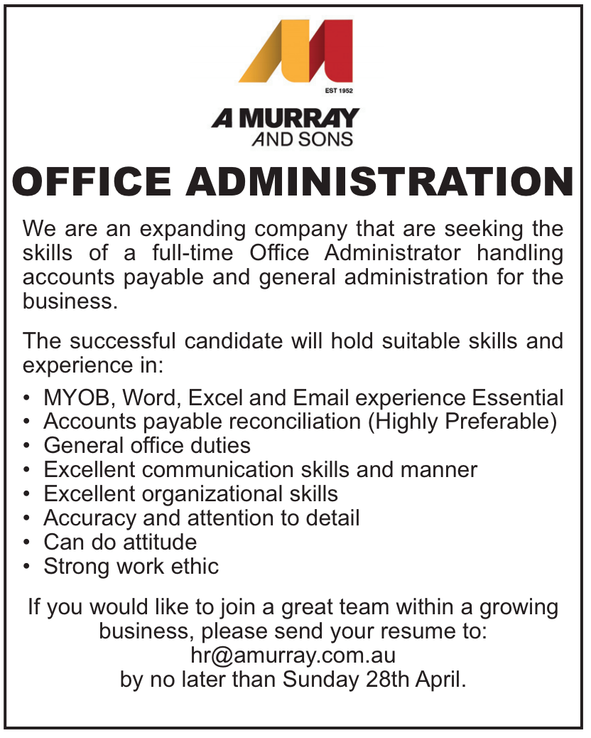 A Murray & Sons - NOW HIRING: TUMUT: Head Office... | Facebook