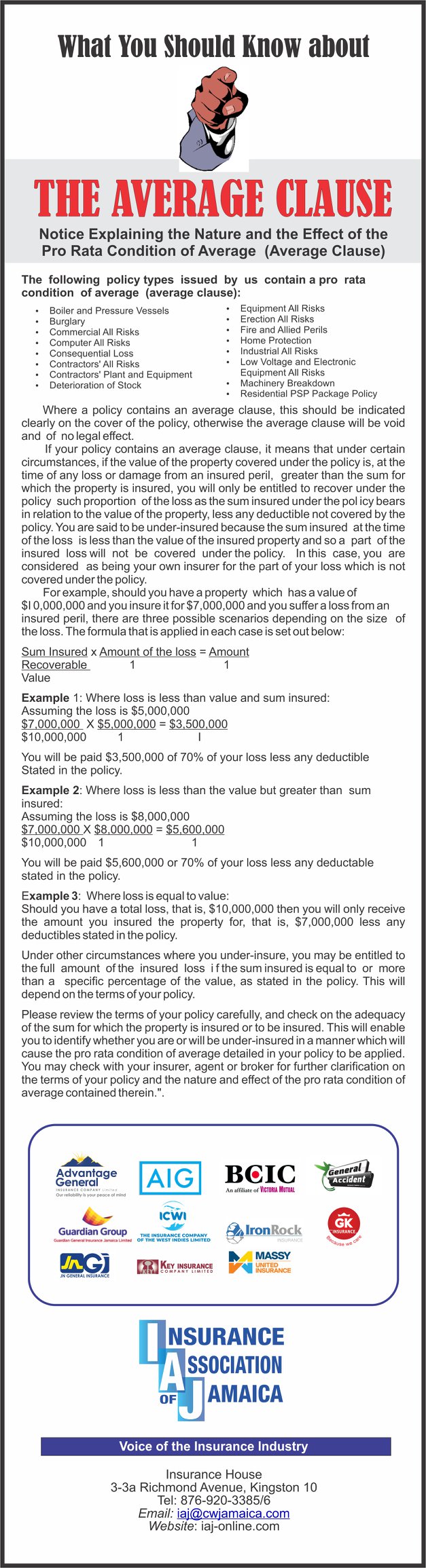 The Insurance Association of Jamaica (IAJ) - THE AVERAGE CLAUSE ...