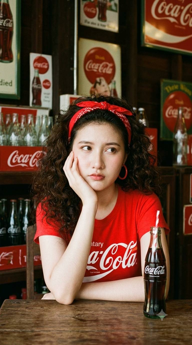 Vintage-style portrait of 황현우 with Coca Cola
