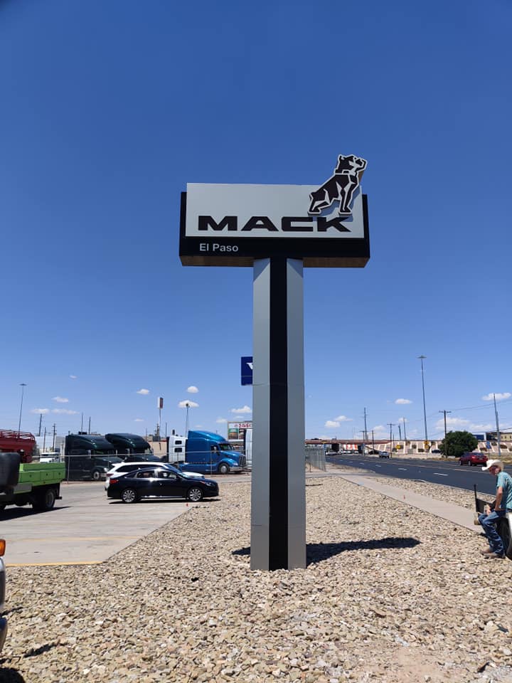 Installation of Mack pylon sign... - FF Signs & Crane Service