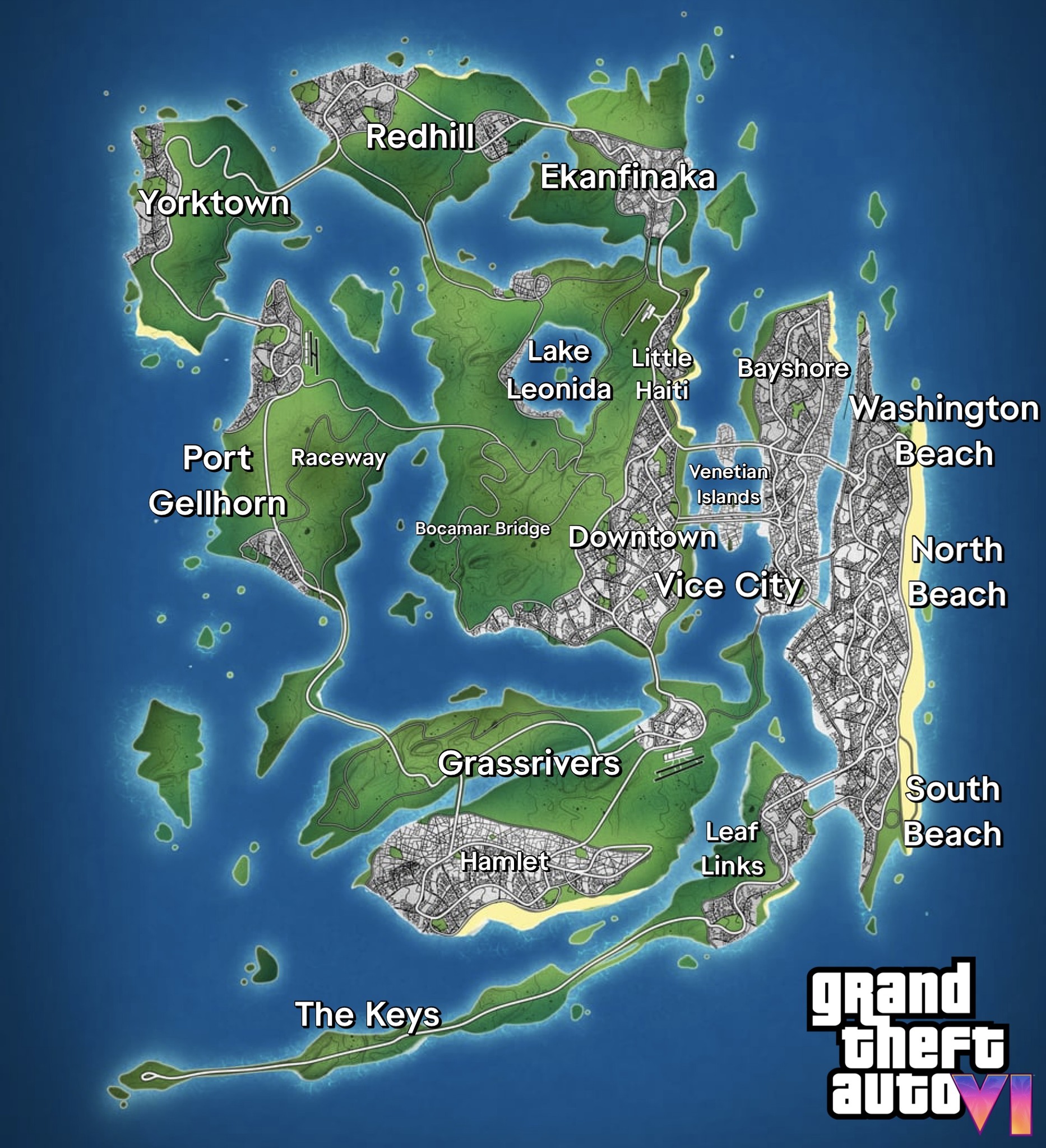 Enhanced GTA 6 Map based on the hidden... - GTA 6 News Source