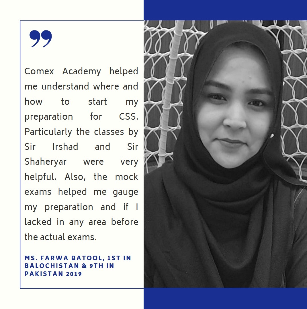 Ms. Farwa Batool , CSS2019... - CSS COMEX Academy Karachi | Facebook