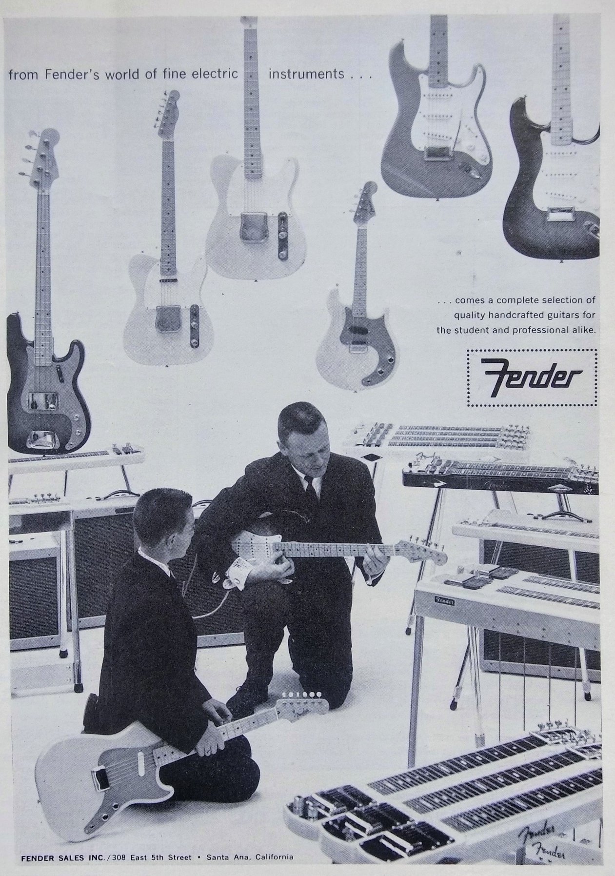 Vintage Fender ad from the 1970s featuring 'easy pickings'