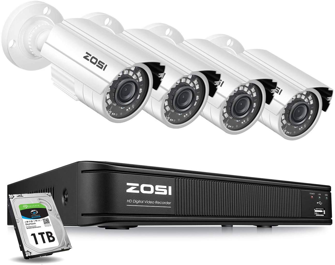 K-Guard Hybrid Security System: HD881-4WA713A 8CH DVR + 4 Cameras