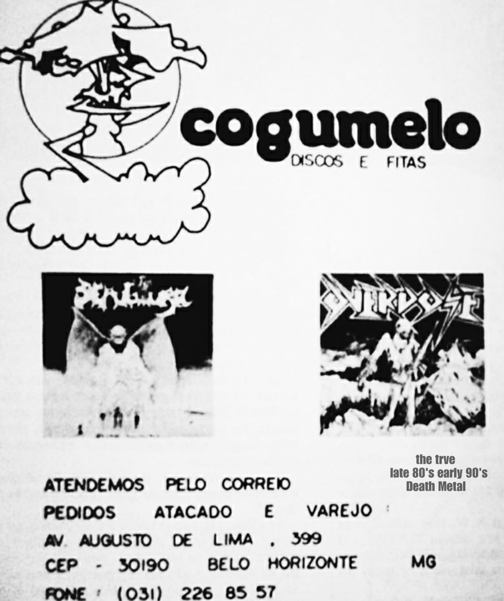 Advert of Cogumelo Records , Brazil for Overdose / Sepultura 1985
