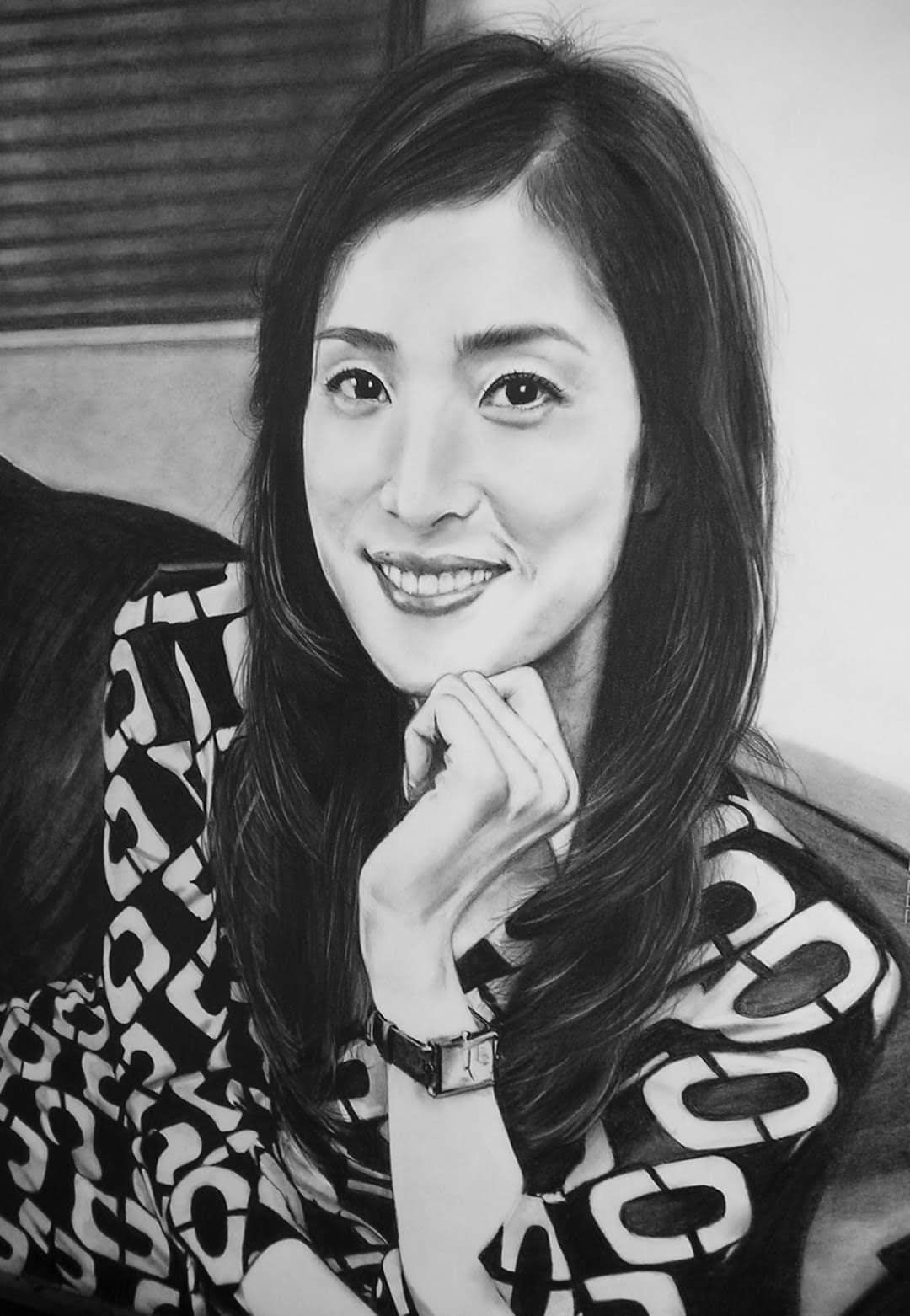 鉛筆画 女優！ ケント紙550×400㍉ y.tani