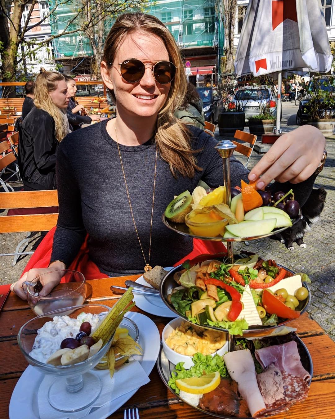 ANA - Breakfast - Etagere filled with all the things we love for breakfast - 🍳🥖🍞🧀🥓 😁@cafeannablume - totally in love with Berlin