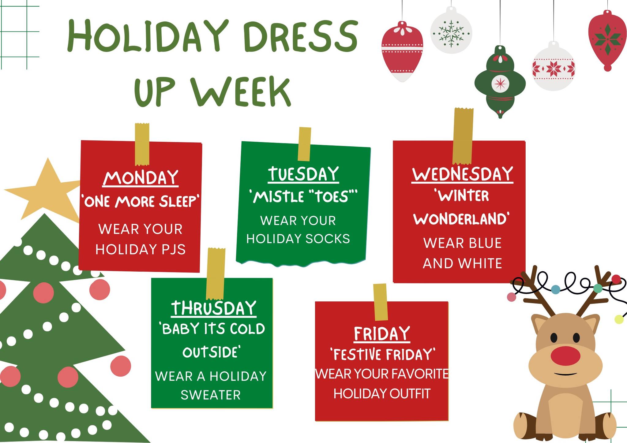 What are some ideas for 12 dress up days for Christmas?