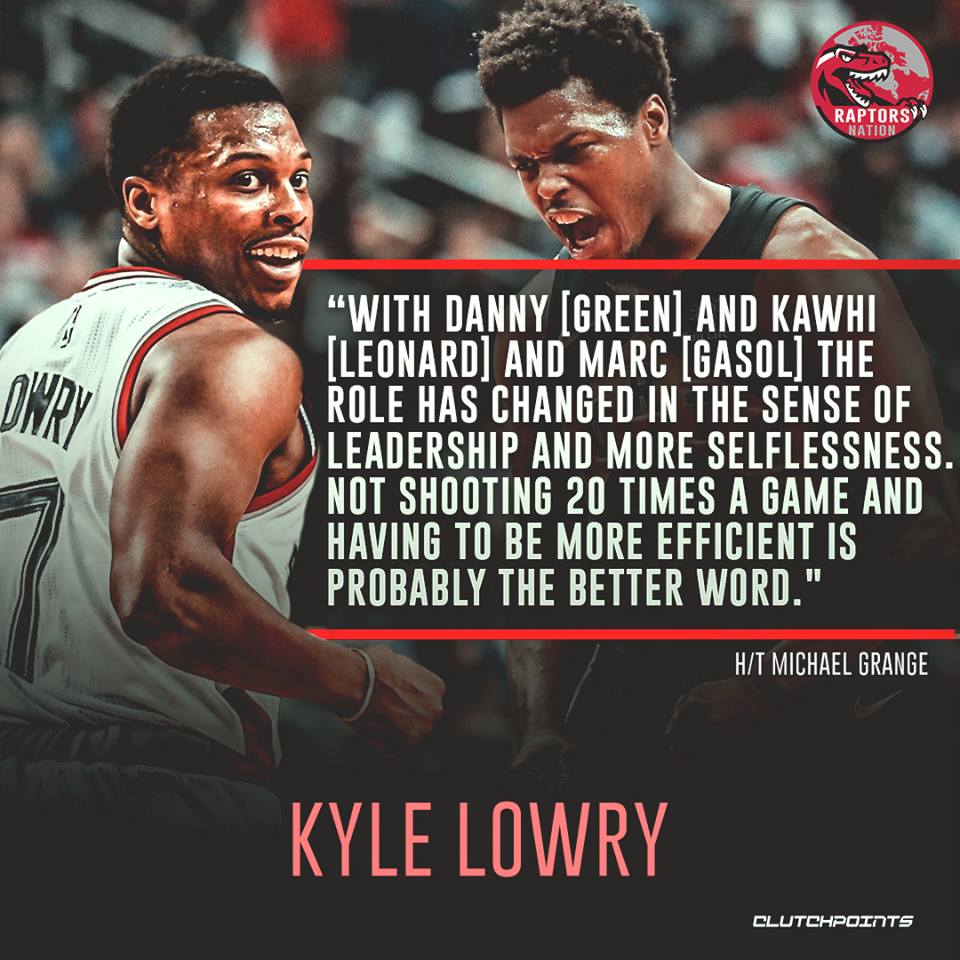 Kyle Lowry knows his teammates capabilities and that he has to share the load
