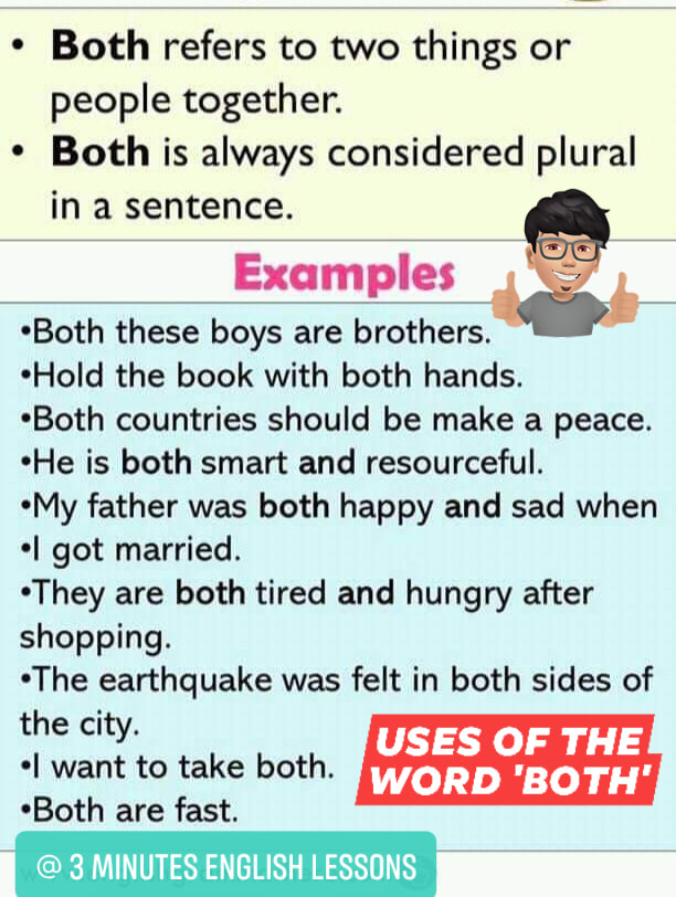 3 Minutes English Lessons - ★★ Both ★★ adjective. one and the other ...