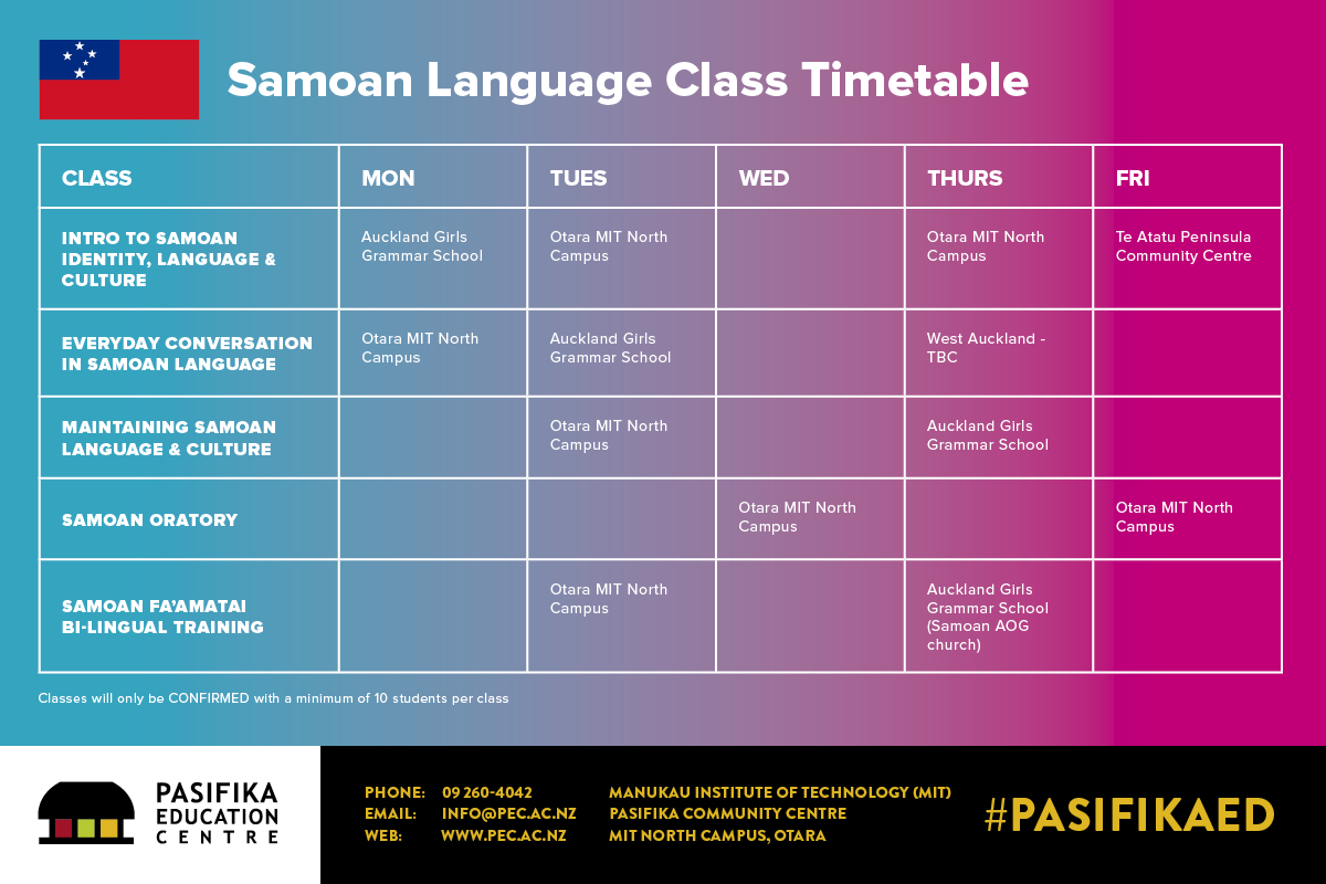 Centre - Talofa - our Samoan language timetable and locations for ...