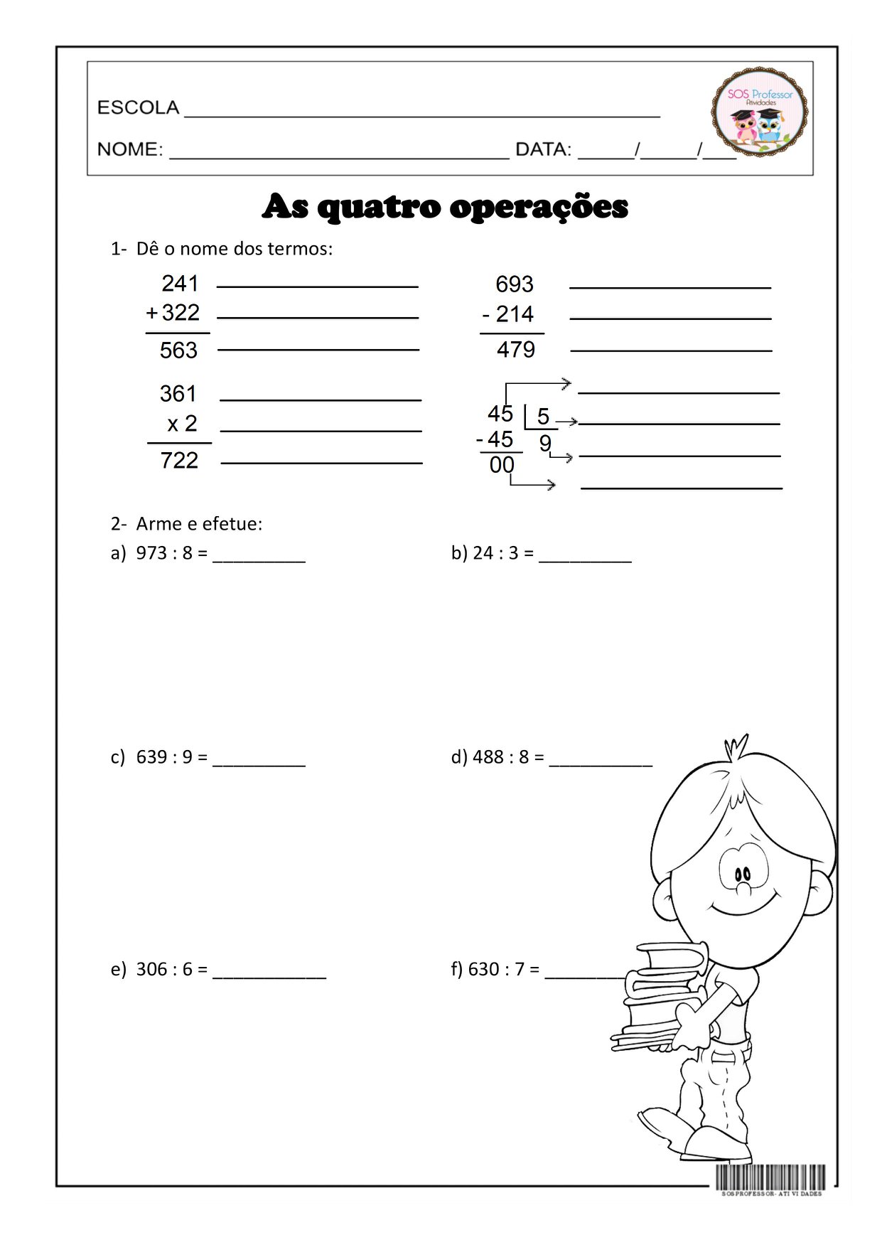 As quatro operações 4º E 5º ANO,... - Sosprofessor-atividades | Facebook