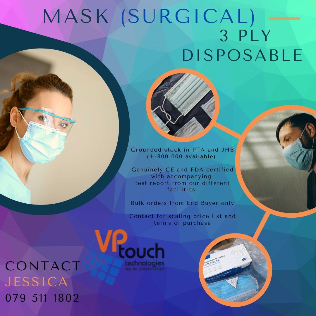 😄😷😷😷😷Disposable 3 Ply (Surgical) masks... - VP Touch PTY LTD | Facebook