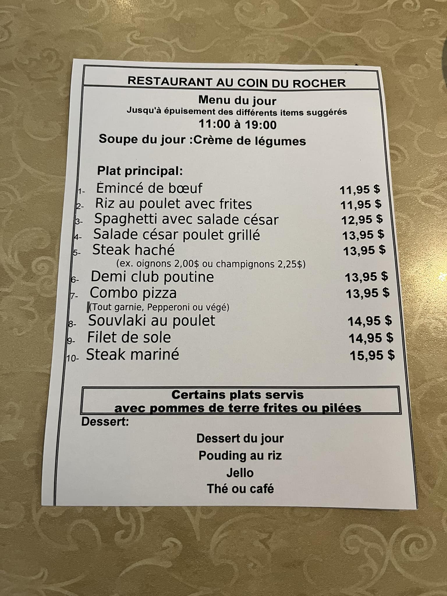 Restaurant Au Coin du Rocher | Shawinigan QC