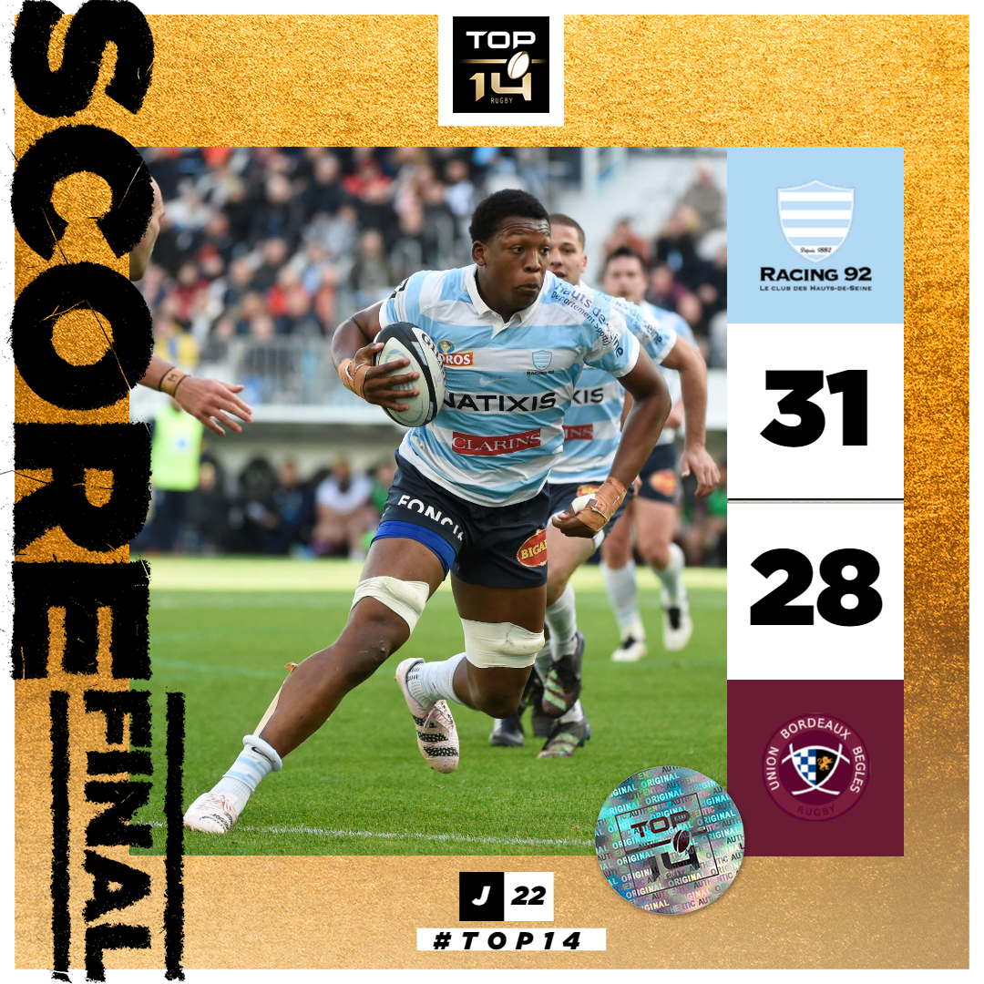 TOP - #TOP14 #R92UBB - J22 Renversant Racing 92 qui s'impose sur la ...
