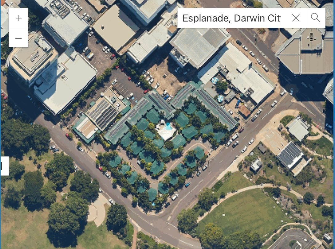 Old Darwin | Aerial view of the HOTEL DARWIN on the corner of the ...