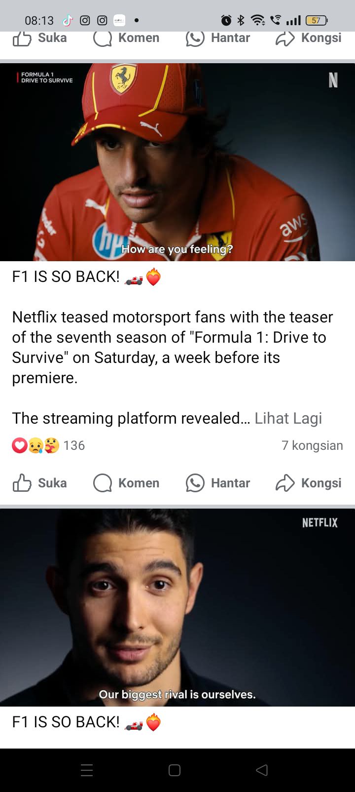 Philippine Star - F1 IS SO BACK! 🏎 ️‍🔥 Netflix teased motorsport fans ...