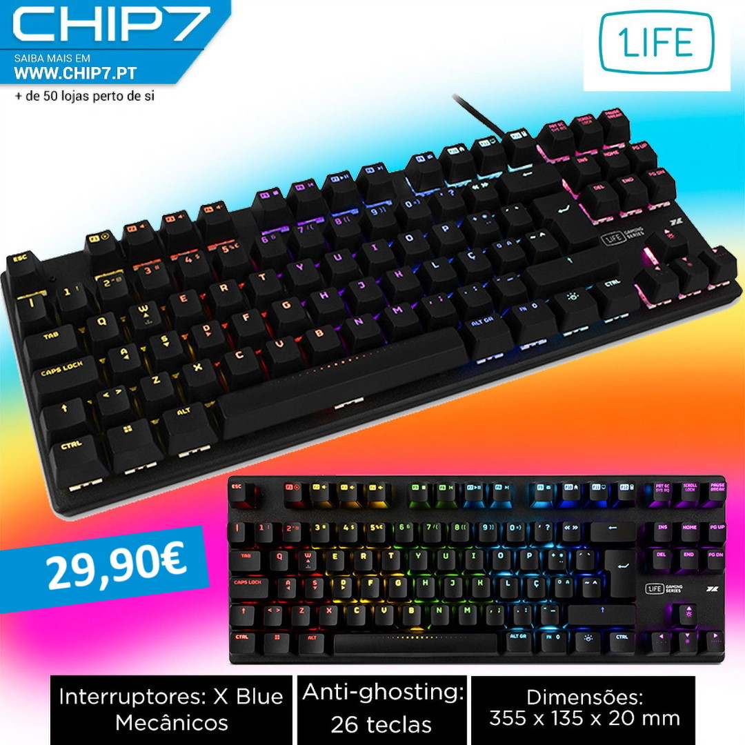 CHIP7 Alvalade - 1LIFE GKB:MEKAN TKL RGB RAINBOW MECHANICAL KB PT ...