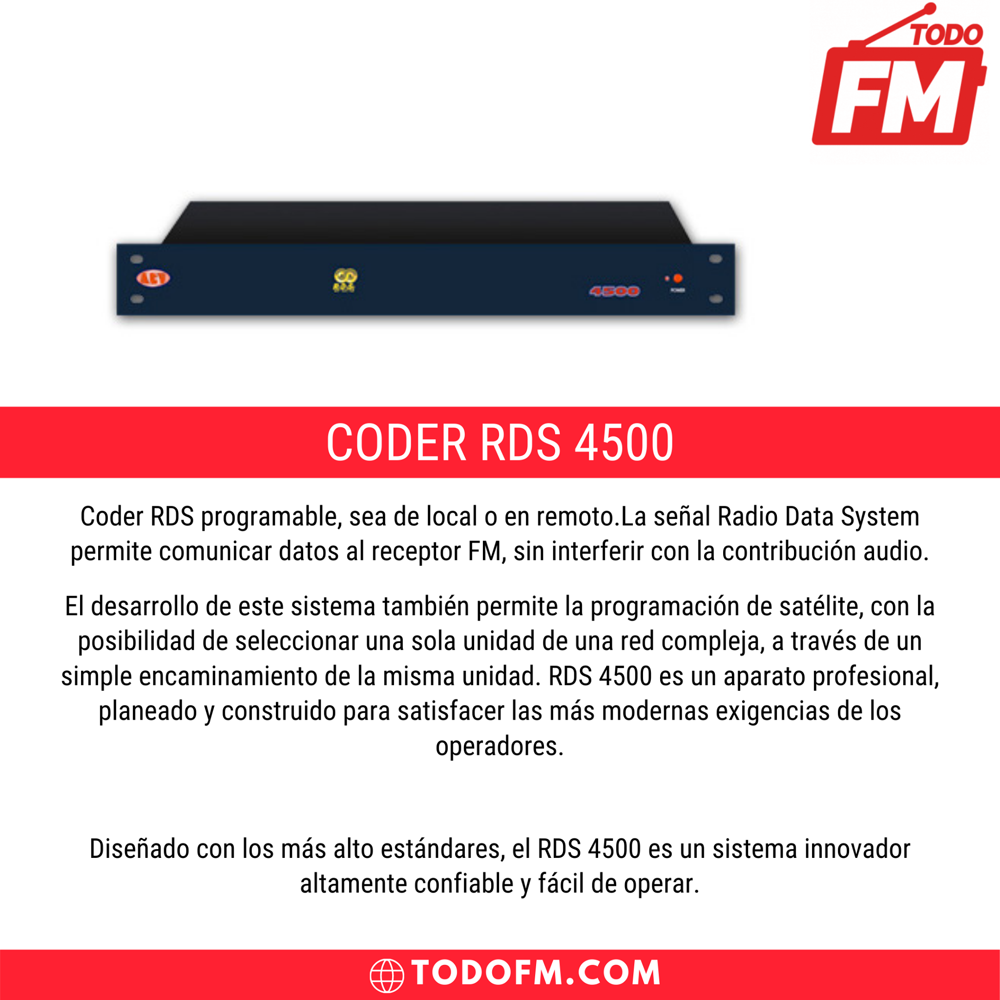 TODO FM - RDS AEV 4500 es un generador de Radio Data...