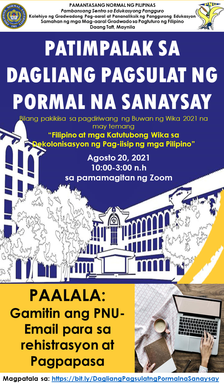 Bilang pakikiisa sa pagdiriwang ng Buwan ng mga Wika 2021 na may temang ...