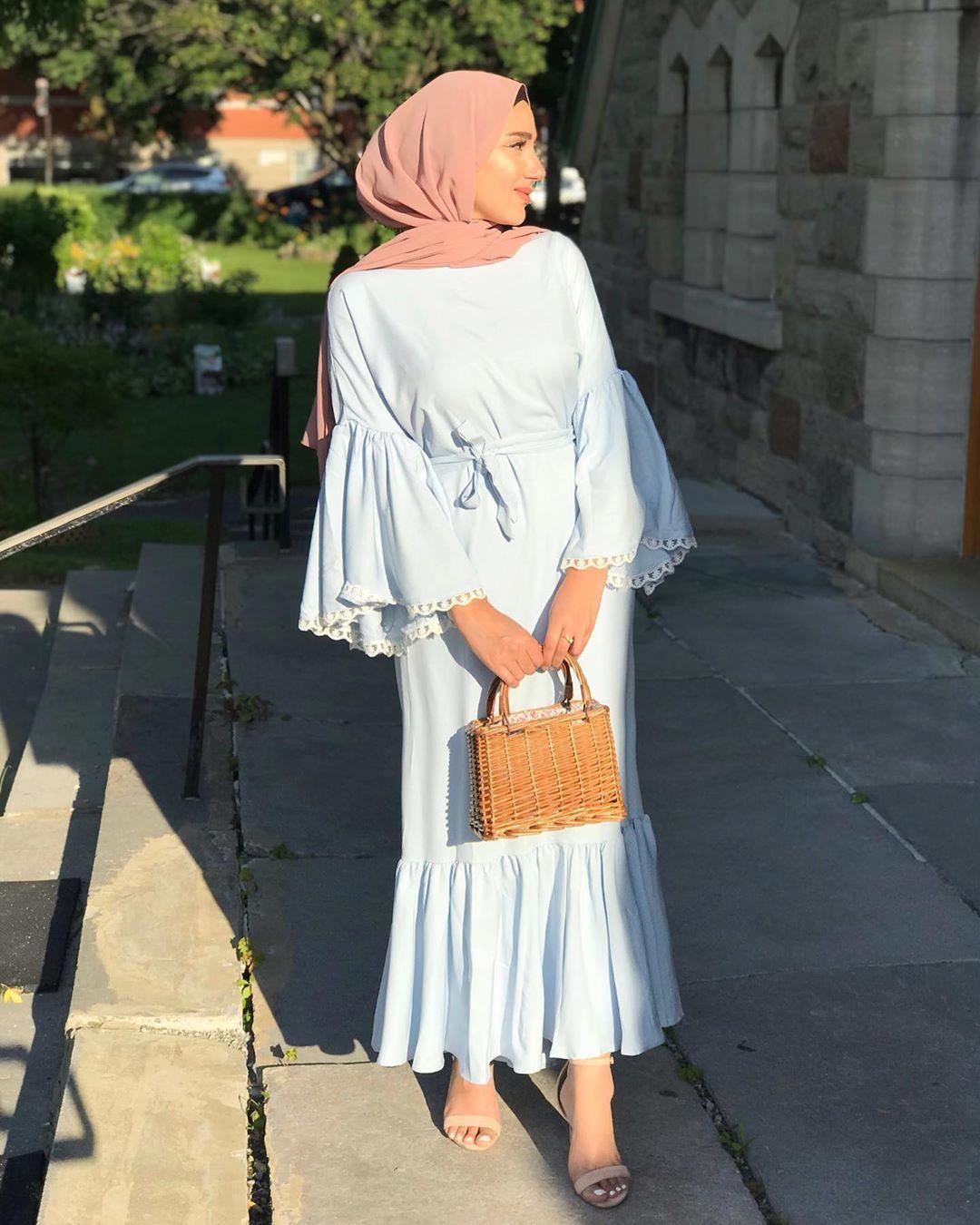 Shein Arabic فستان حجاب بحزام بكفة بكشكش Nourr Hoda Facebook