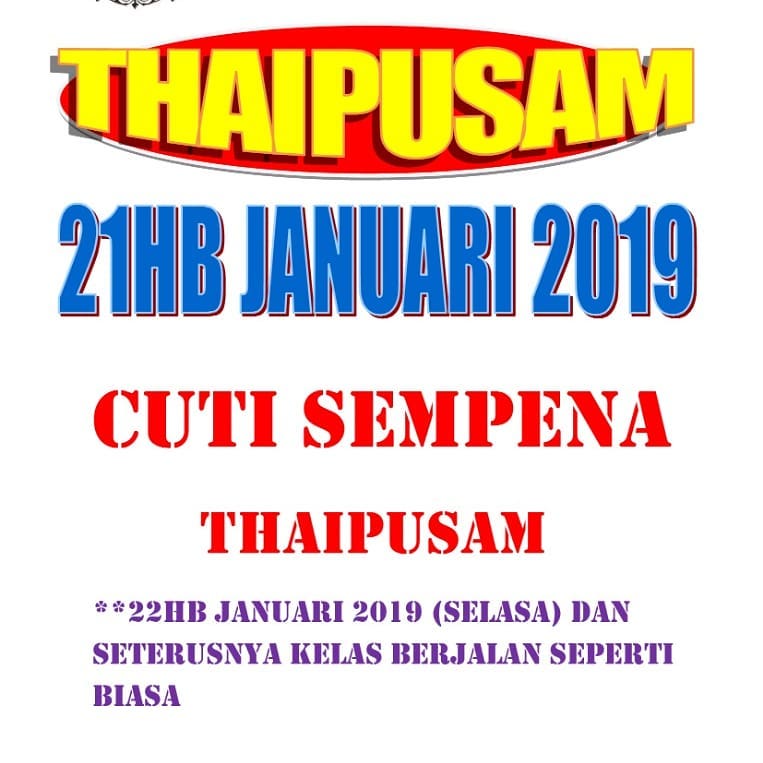 Pusat Tuisyen Faiza Jaya Puncak Saujana Assalamualaikum Salam Sejahtera Pemberitahuan Cuti Umum Thaipusam Kami Dari Ptfj Puncak Saujana Ingin Memaklumkan Cuti Umum Sempena Cuti Umum Thaipusam Pada