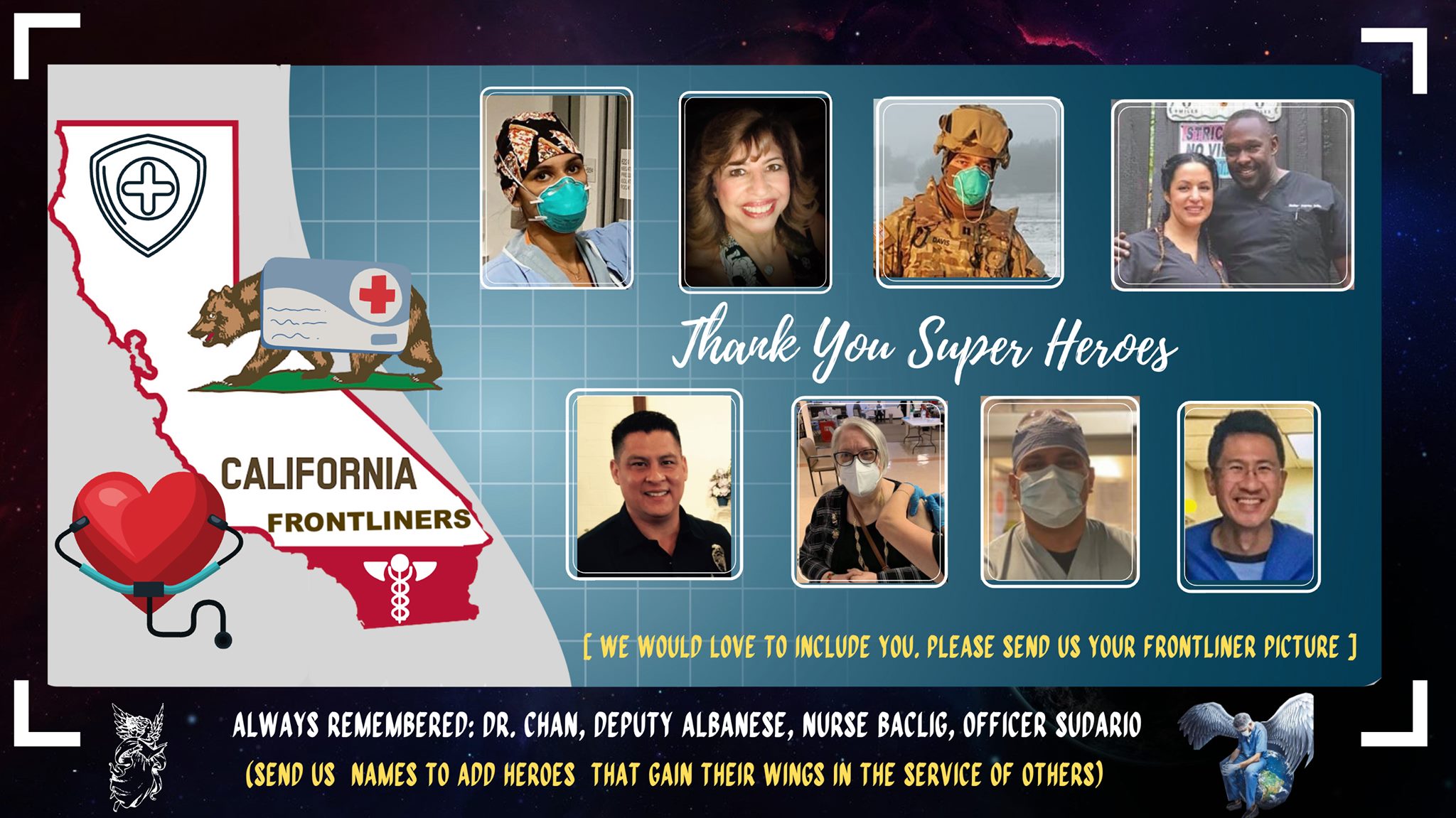 California Frontliners (Doctors, Nurses, Paramedics, Police, Military ...