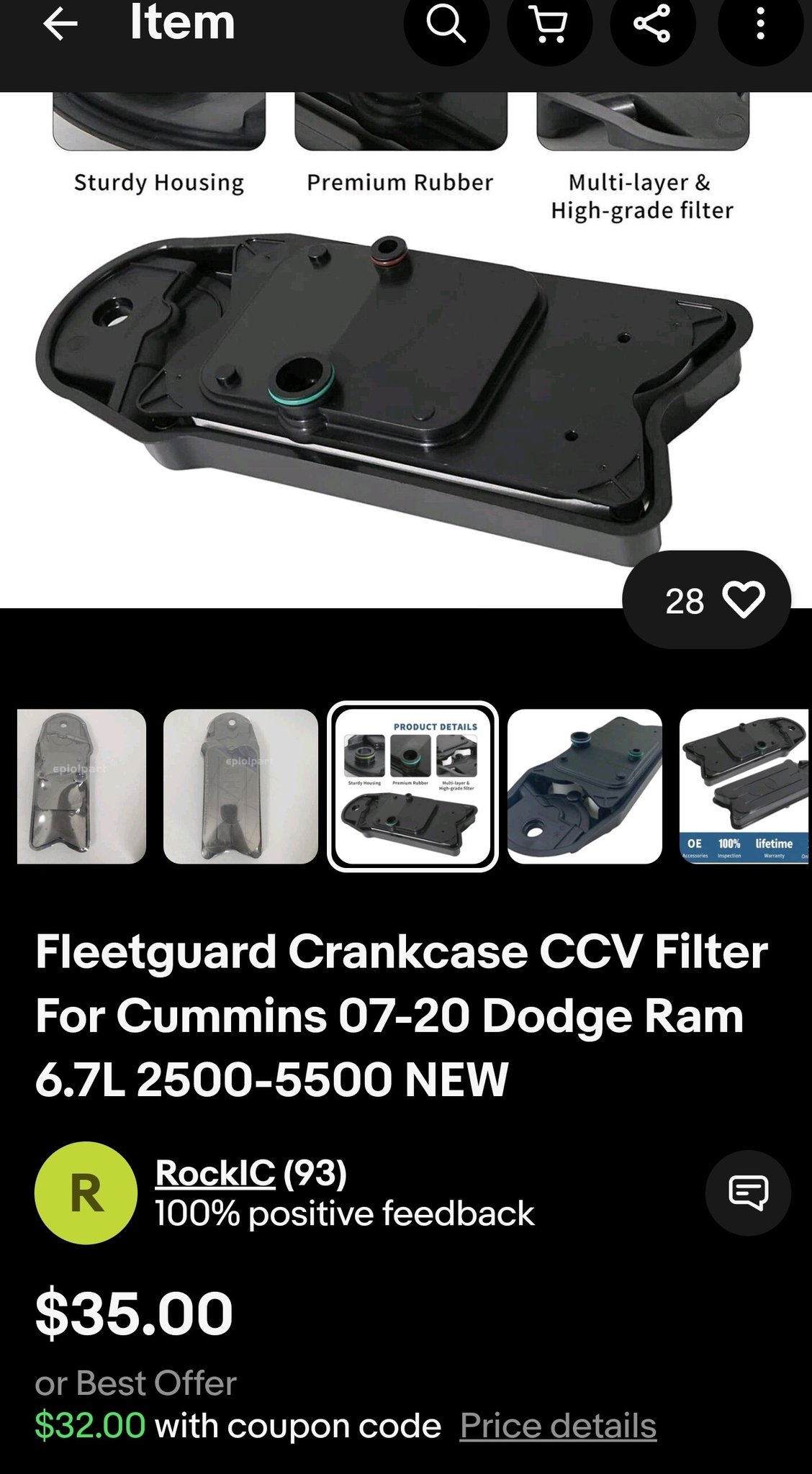 Fleetguard AF27684 Air Filter Fits Dodge Ram 2500 3500 4500 5500 (Pack - PartAnd