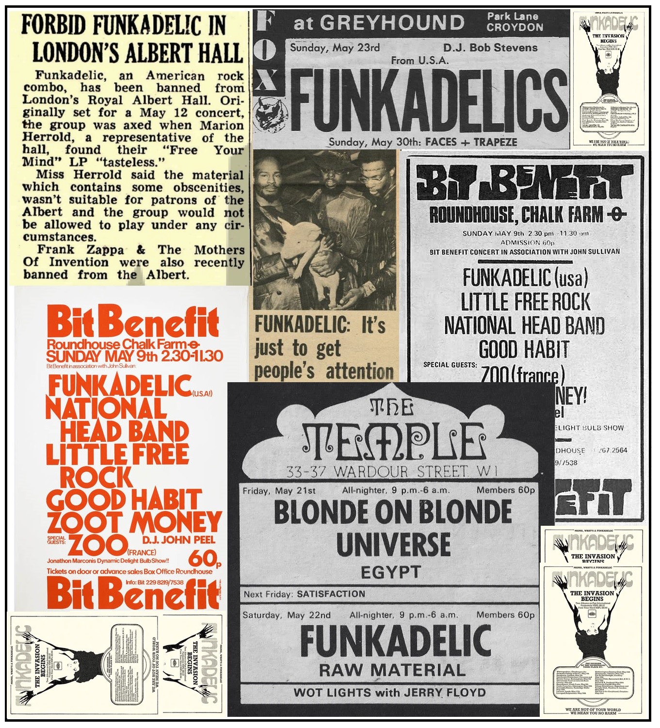 Funkadelic in Liverpool, England, 1971.