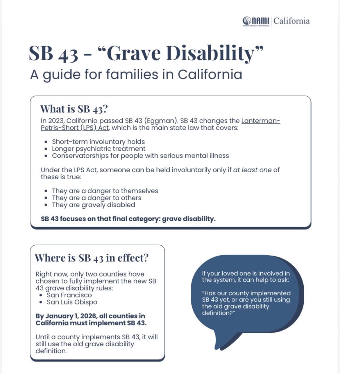 Mark's Legacy: Embracing Change | # A Guide to SB 43 (Grave Disability ...