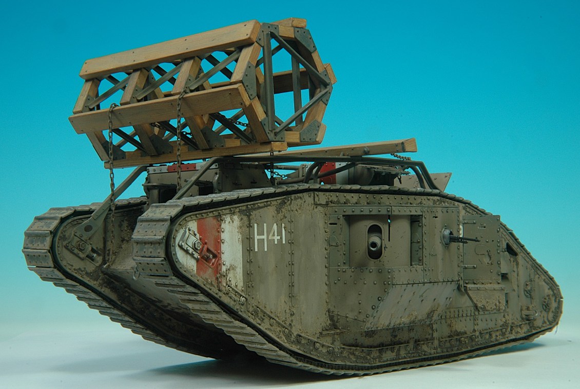 Meng's 1/35 scale Mk.V British Male tank from WW1 with dispatch riders