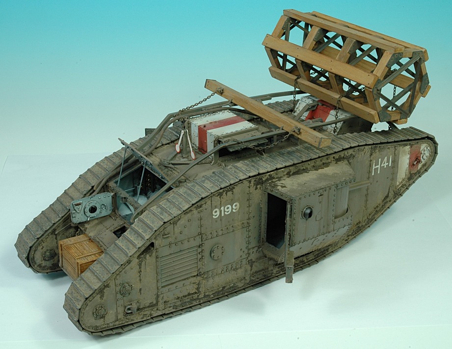 Meng's 1/35 scale Mk.V British Male tank from WW1 with dispatch riders