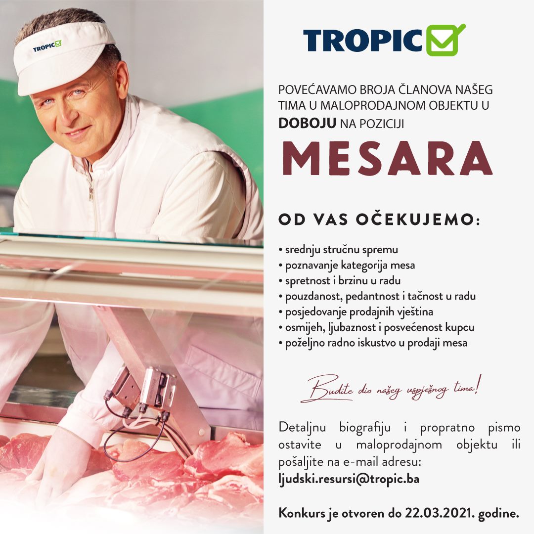 Tropic - Zapošljavamo nove kolege u naš tim u Tropic marketu Doboj 😊 👉 ...