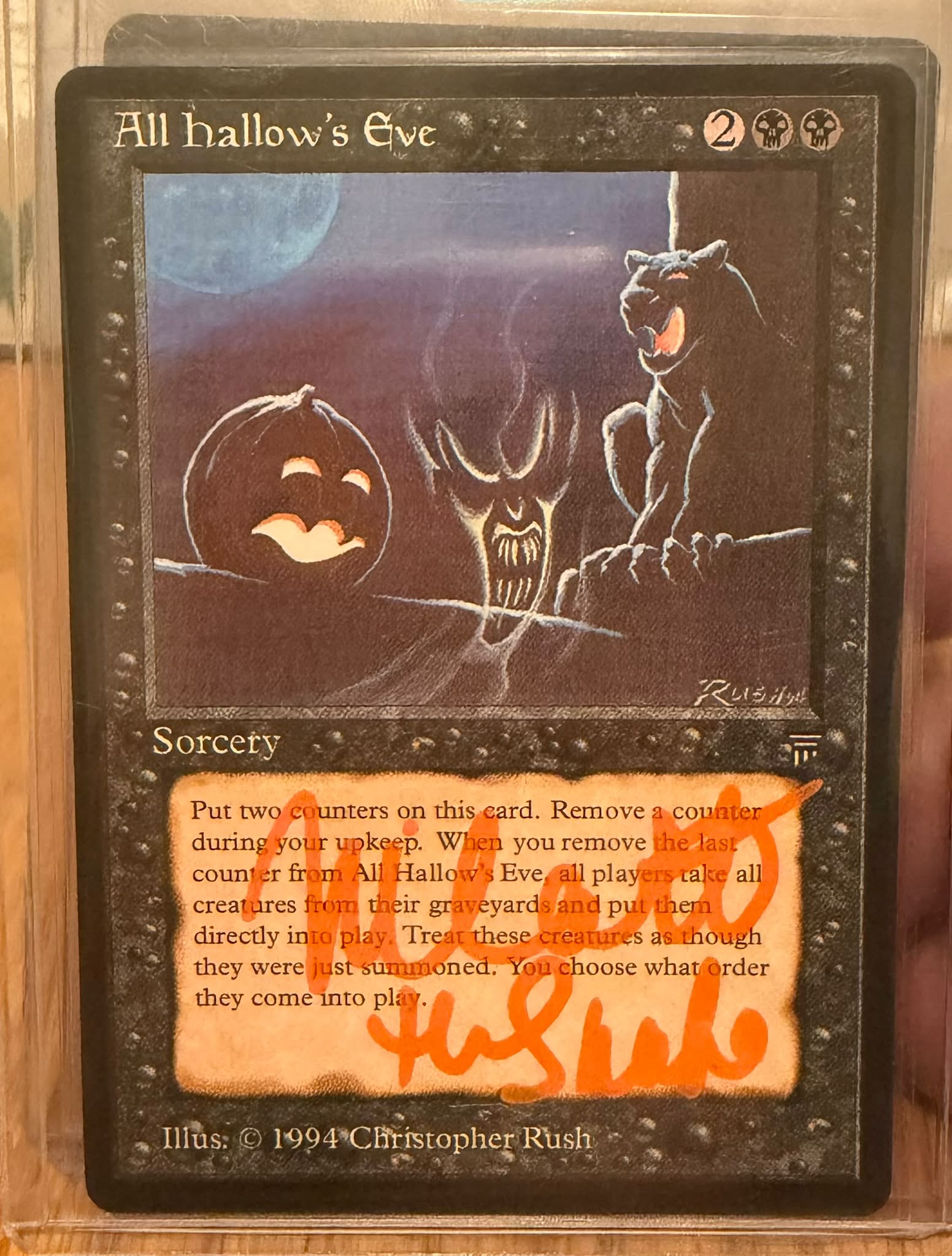 Signed All Hallow's Eve Magic: The Gathering Card by Christopher Rush