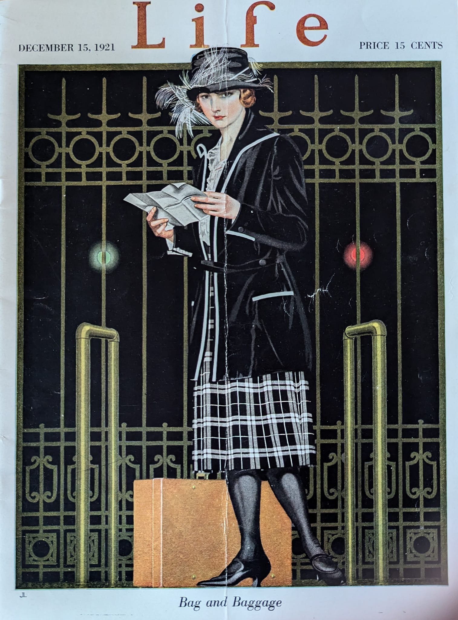 1920s Cover of Life Magazine featuring a Flapper/Bat Girl by Coles