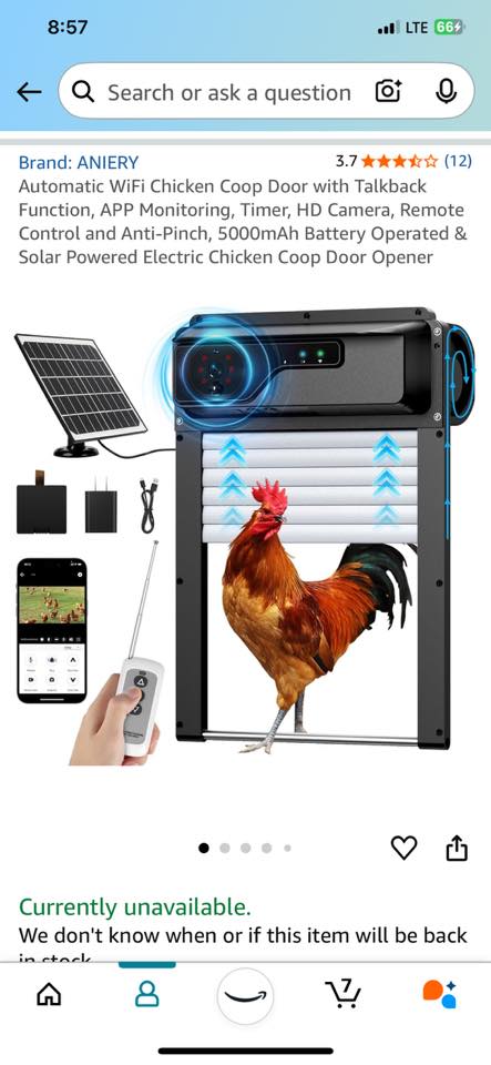 WININMETA Solar Automatic Chicken Coop Door – WiFi & APP Control, Timer, Light Sensor