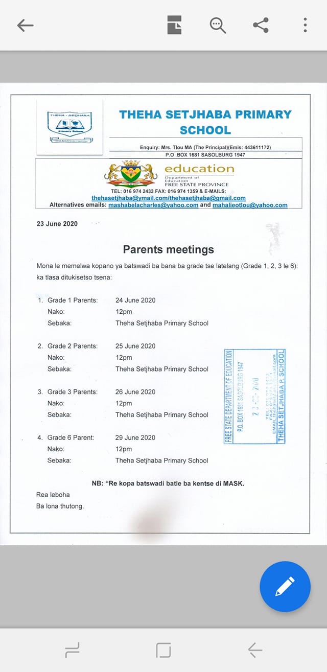 Theha Setjhaba Primary School | Sasolburg