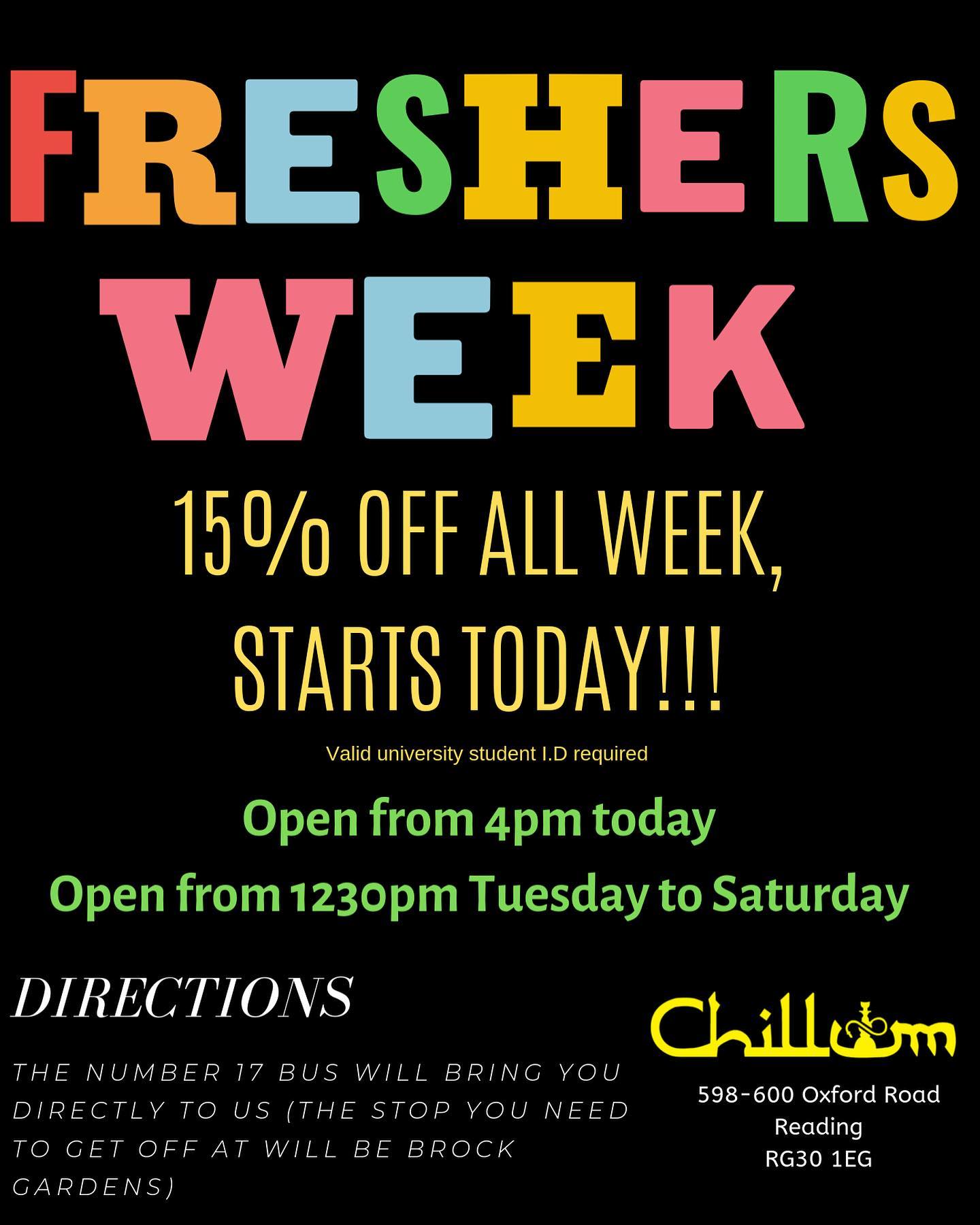 Chillim Shisha - Open from 4pm today and open from 1230pm for the rest ...