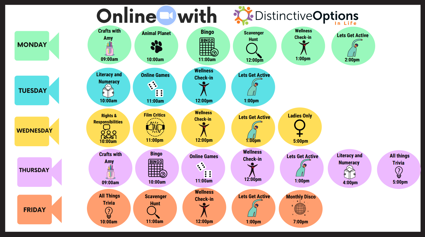 Our current online timetable- open... - Distinctive Options